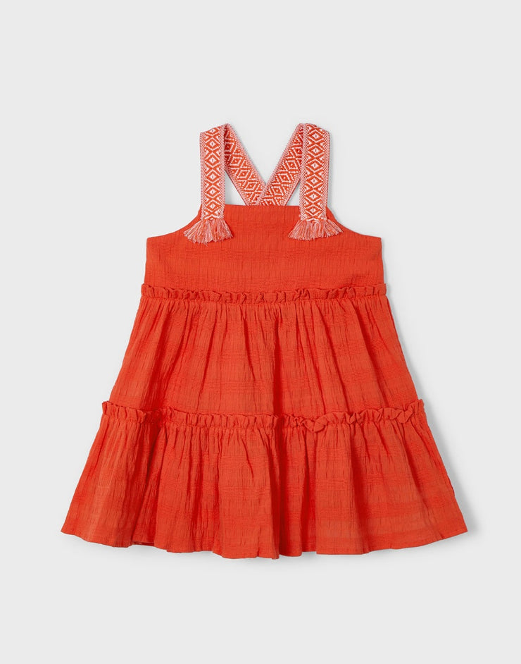 Paprika Applique Strap Dress