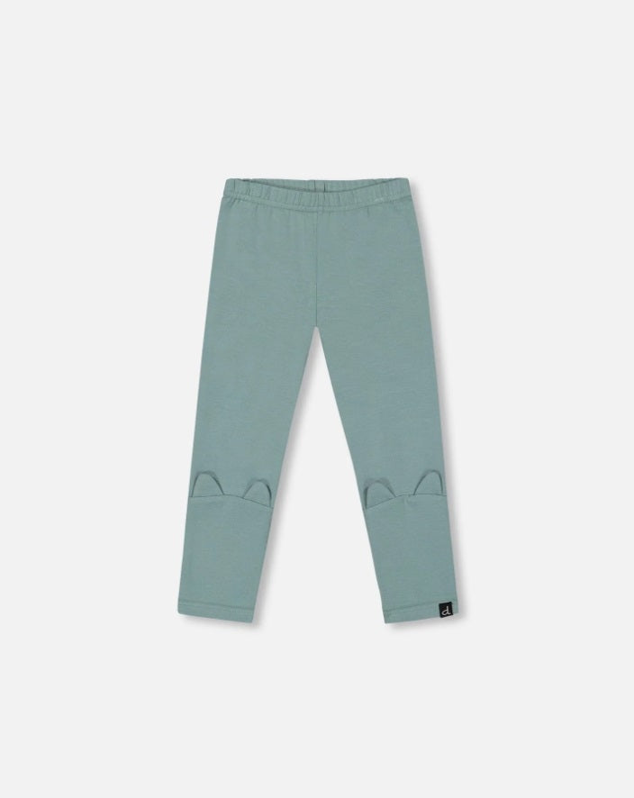 Organic Cotton Sage Green Leggings With Cat Ears Applique
