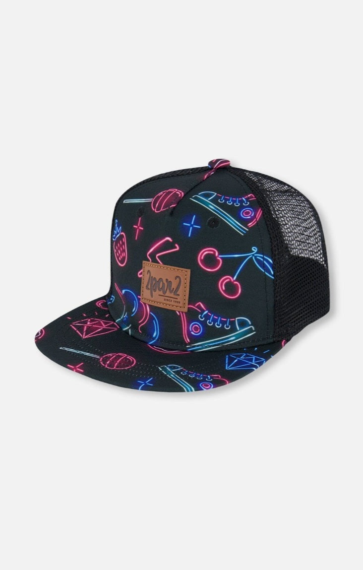 Printed Cap Black And Blue And Pink Items