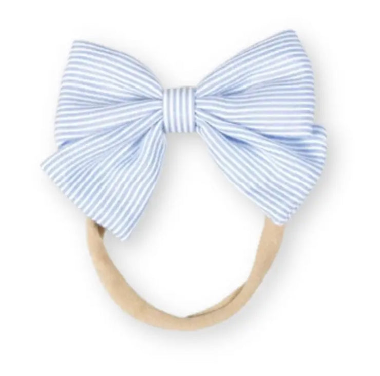 Thin Nylon Headband With Lined Buckle - Pale Blue
