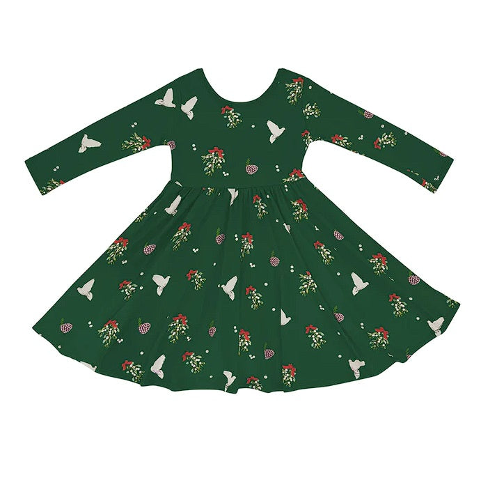 Long Sleeve Twirl Dress in Mistletoe