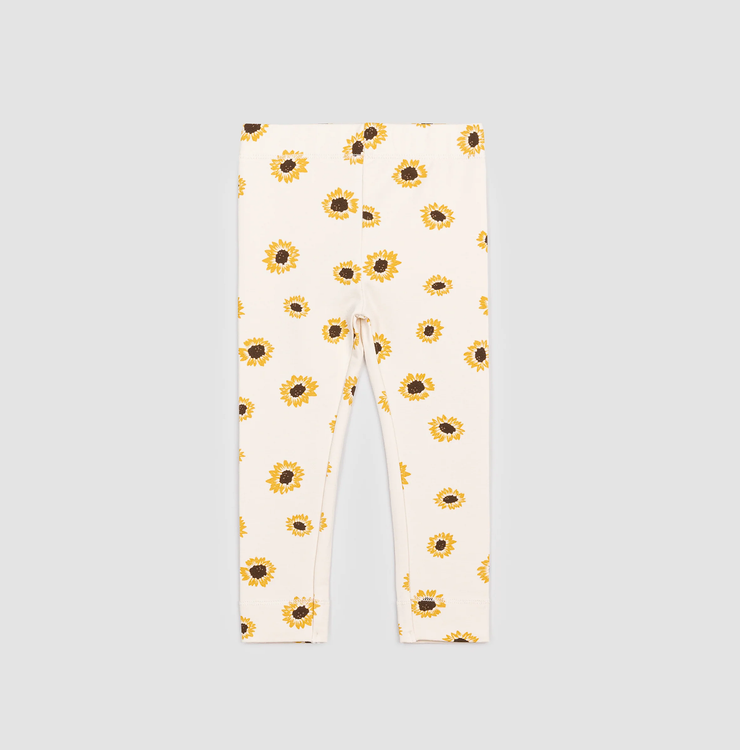 Sunflower Print on Crème Terry Leggings