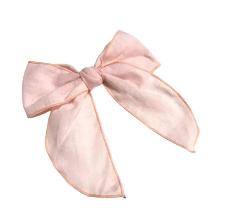 Big Linen Bow For Kids - Rose
