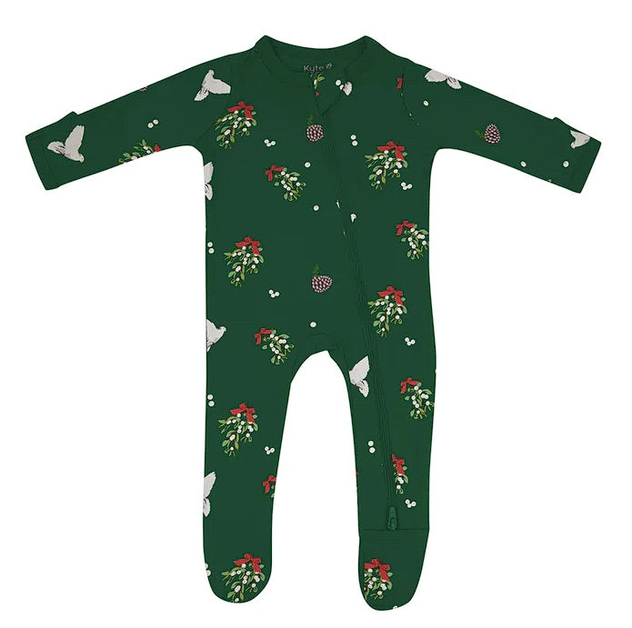 Zippered Footie in Mistletoe