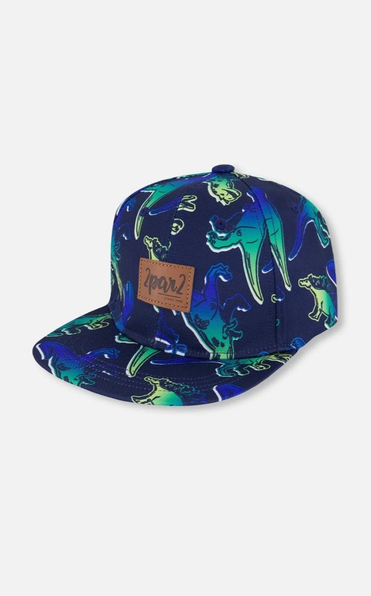 Printed Cap Blue And Green Dino On Navy