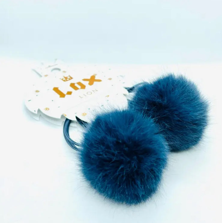 Duo of Elastics with Pompons - Navy