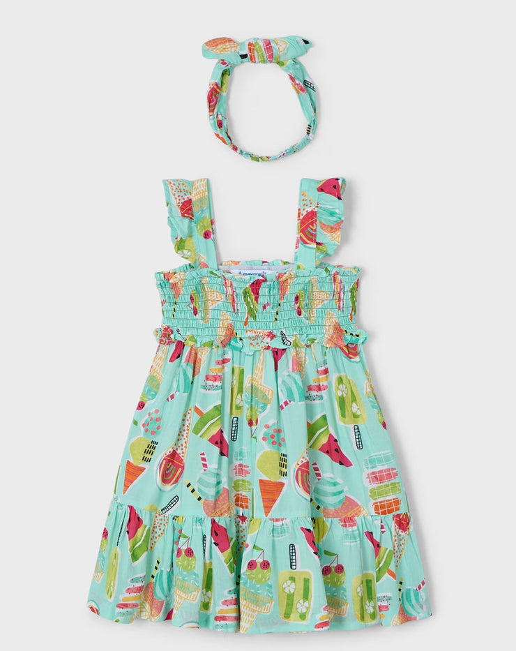 Girl Popsicle Printed Dress with Headband