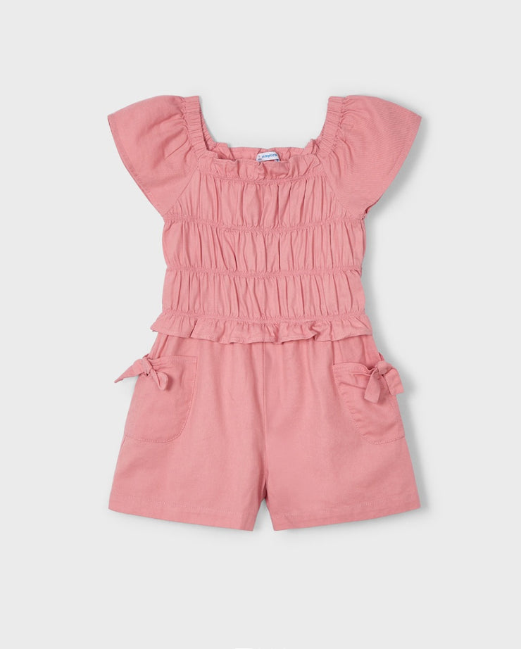 Salmon Ruched Romper