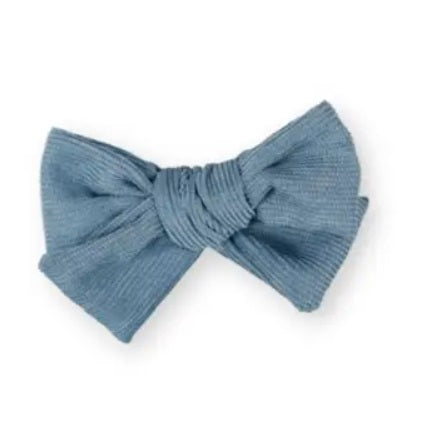 Corduroy Bow - Hair Clip For Children - Blue