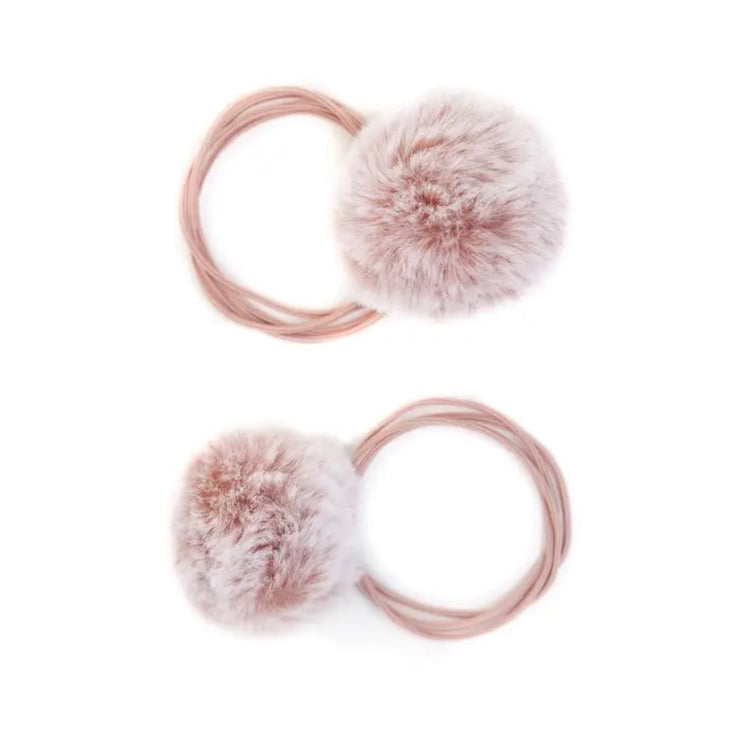 Duo of Elastics with Pompons - Pink