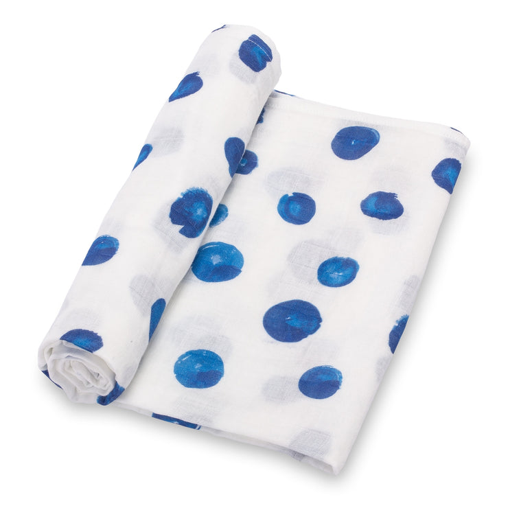 Blue Polka Dots Baby Muslin Swaddle