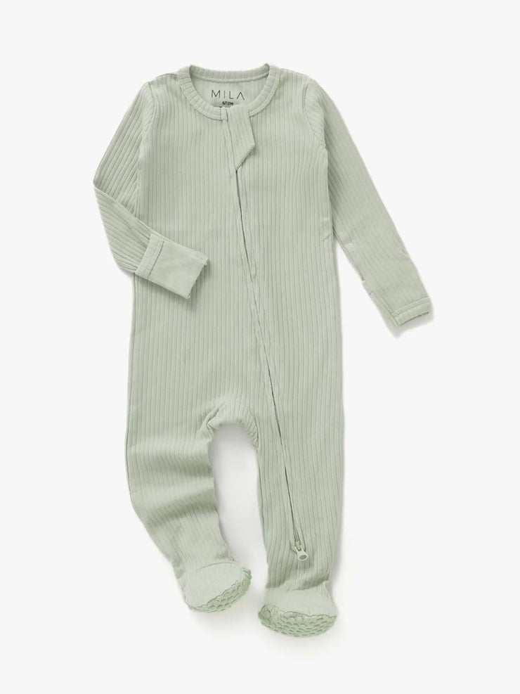 Ribbed Footie | Pistashio