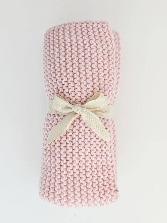 Blush Garter Stitch Knit Blanket Baby
