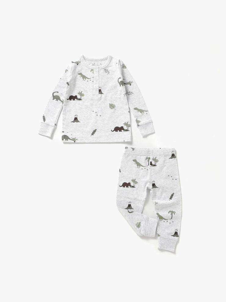 Long Sleeve Henley Set | Dino