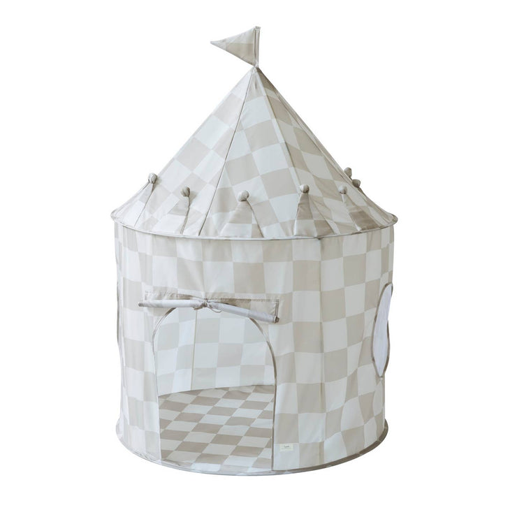 Recycled Fabric Play Tent Castle - Checkerboard Beige
