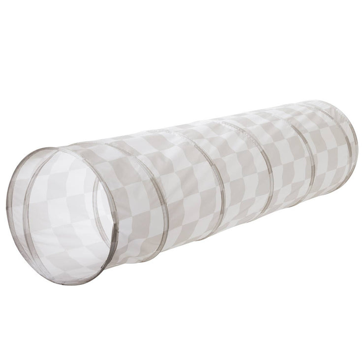 Kids Play Tunnel with Recycled Fabric - Checkerboard Beige