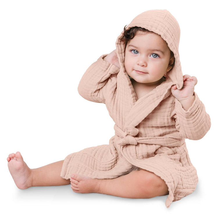 Muslin Bath Robe For Kids in Blush