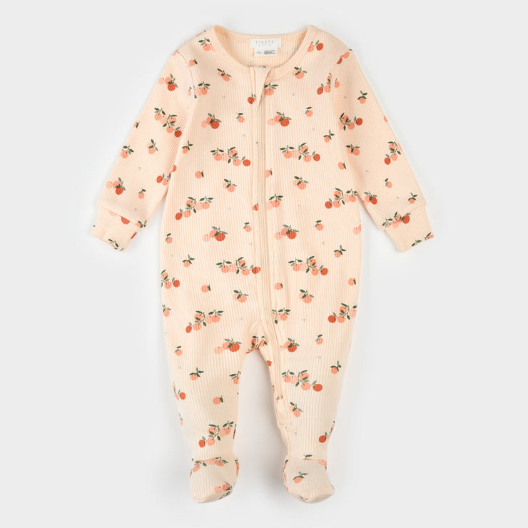 Agrumes Print on Ribbed Barely Coral Sleeper