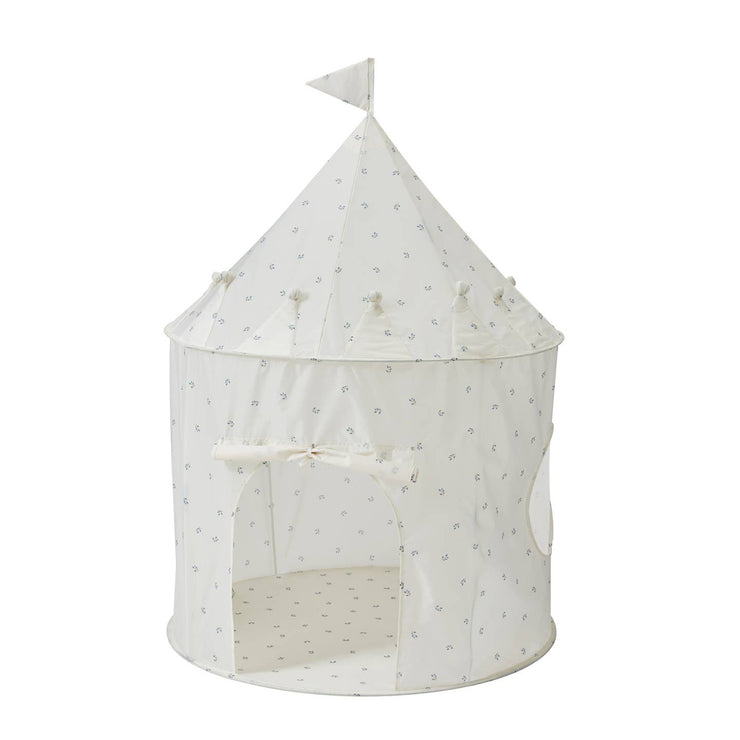 Recycled Fabric Play Tent Castle - Gingham Beige