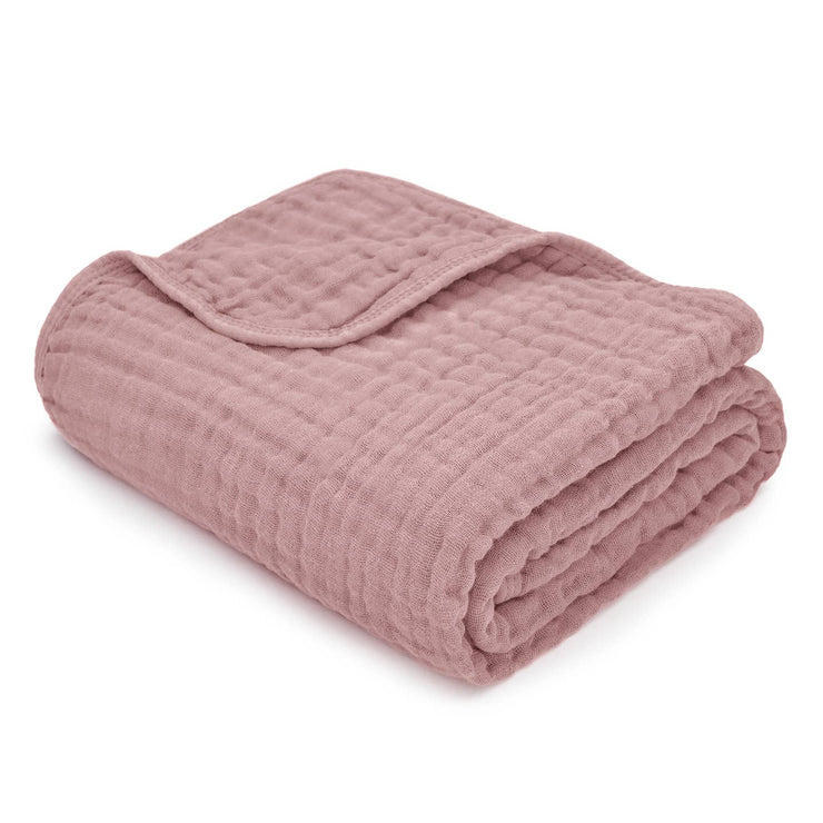 Baby Muslin Cotton Blankets By Comfy Cubs in Mauve