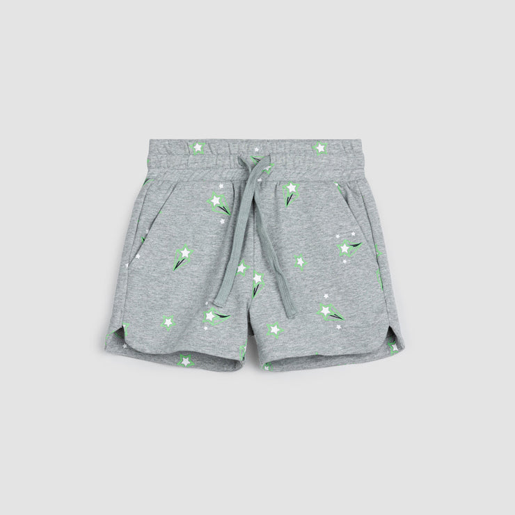 All Star Print on Heather Grey Girls' Terry Shorts