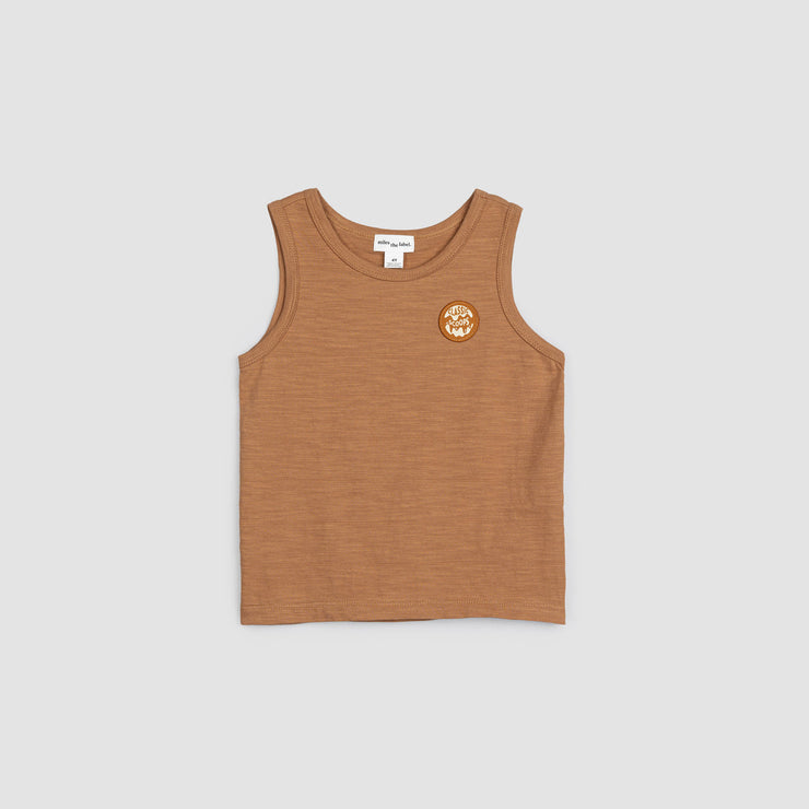 "Classic Scoops" Patch Pecan Slub Jersey Tank Top