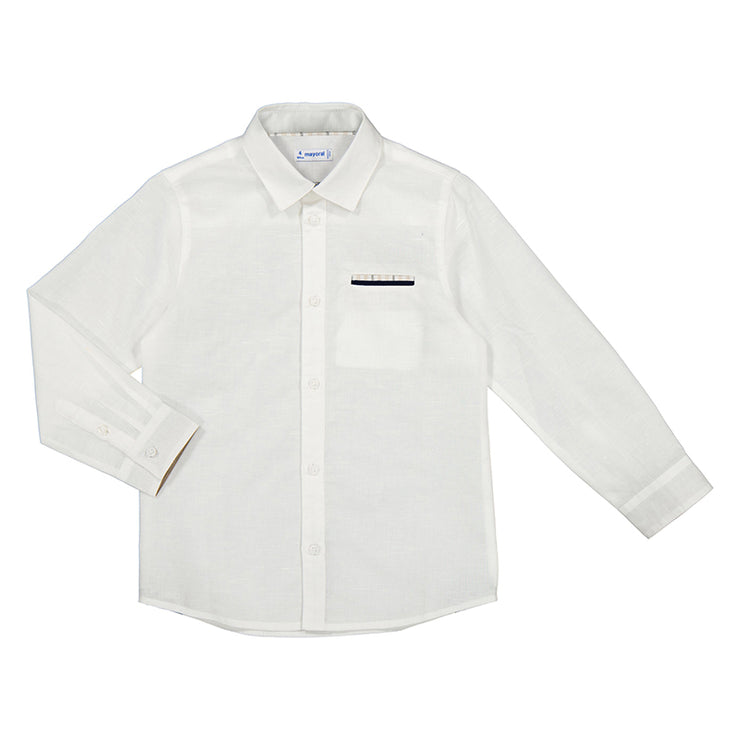 White Long Sleeve Linen Shirt
