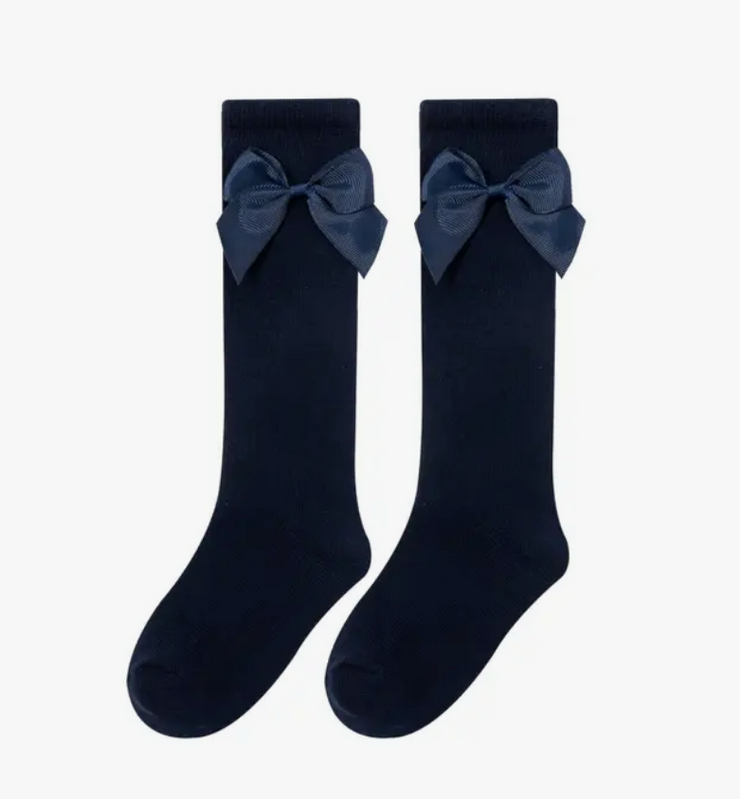 Navy Socks With Bow