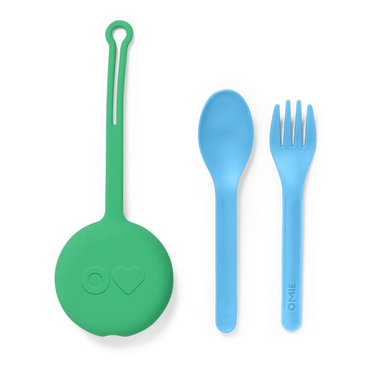OmieLife Fork Spoon + Pod Set Mint Green