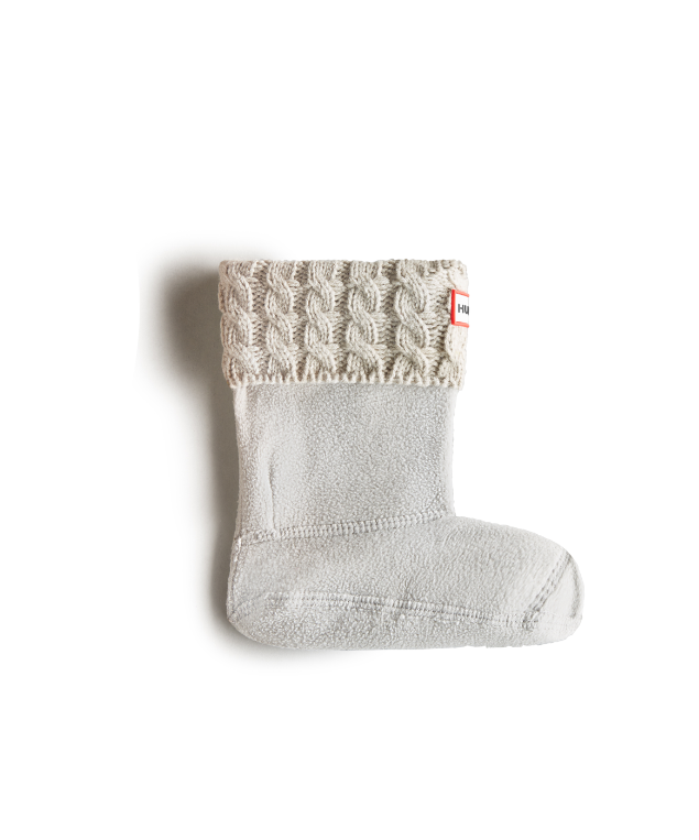Kids Recycled 6 Stitch Cable Boot Sock - Greige