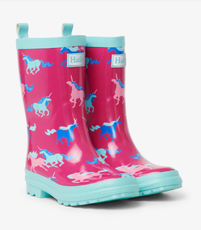 Frolicking Unicorns Shiny Rain Boots